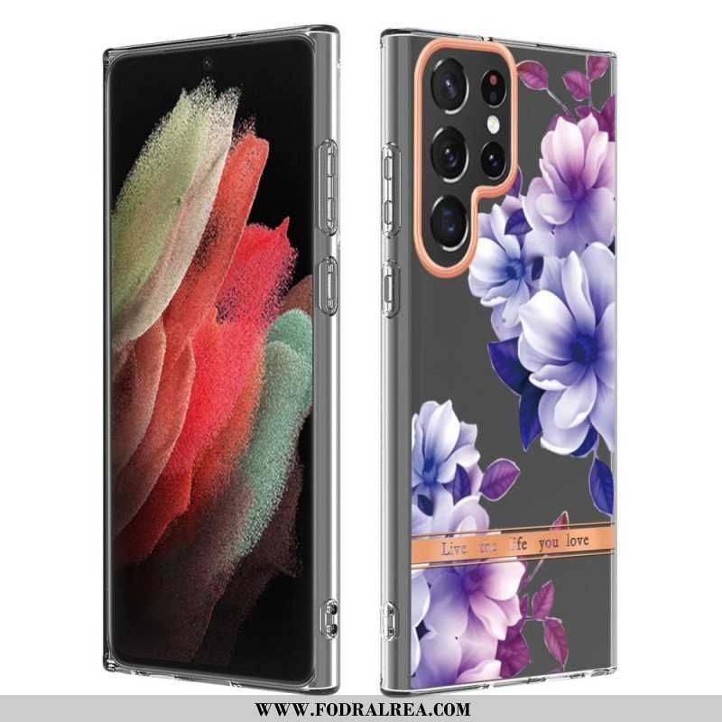 Mobilskal Samsung Galaxy S22 Ultra 5G Blommor Lev Det Liv Du Älskar