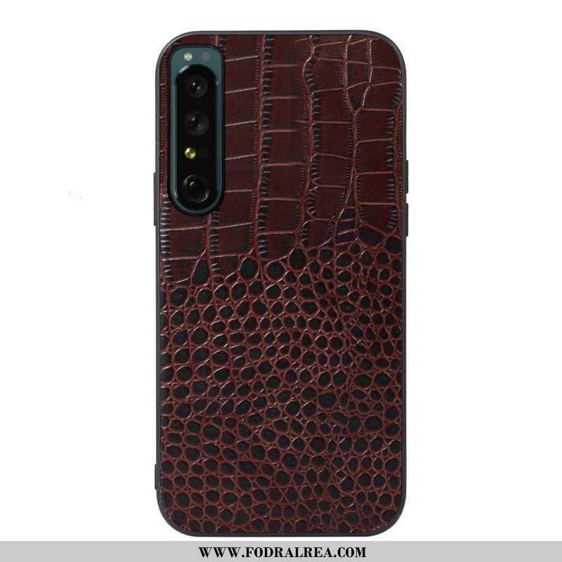 Mobilskal Sony Xperia 1 IV Äkta Crocodile Texture Läder