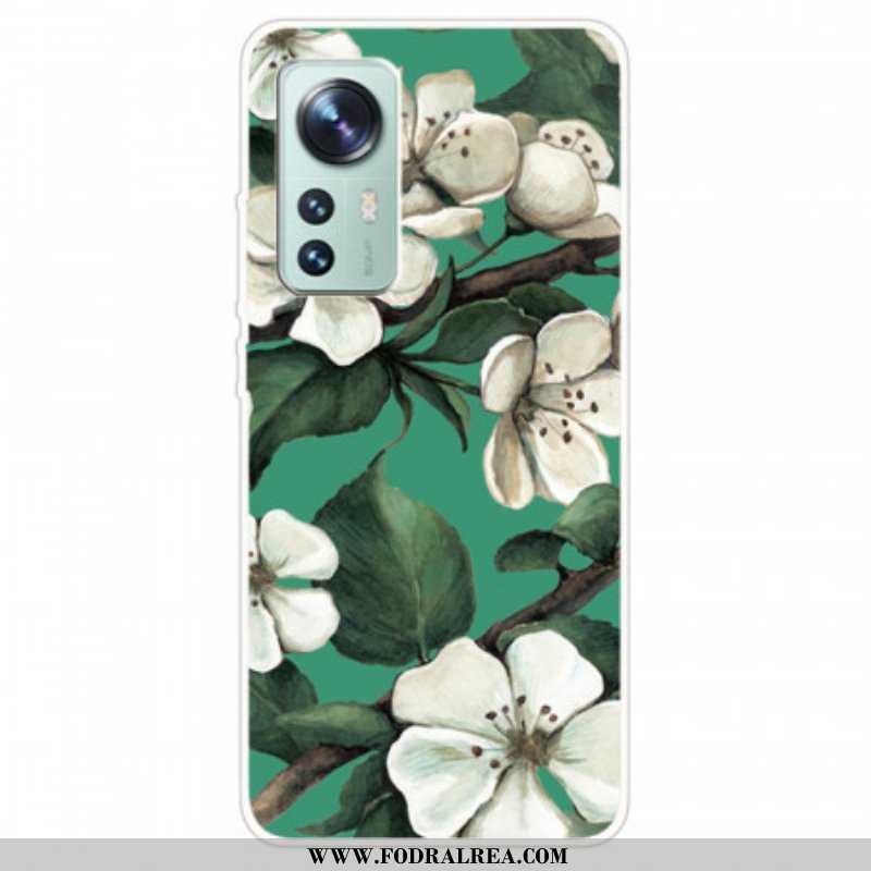 Mobilskal Xiaomi 12 / 12X Silikon Vita Blommor