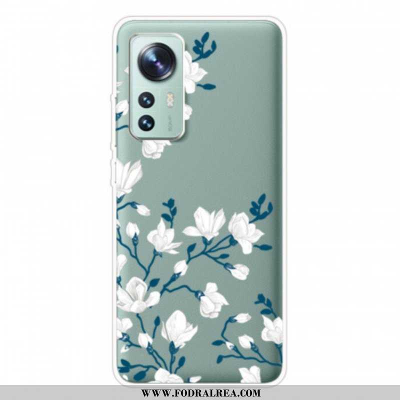 Mobilskal Xiaomi 12 Pro Silikon Vita Blommor