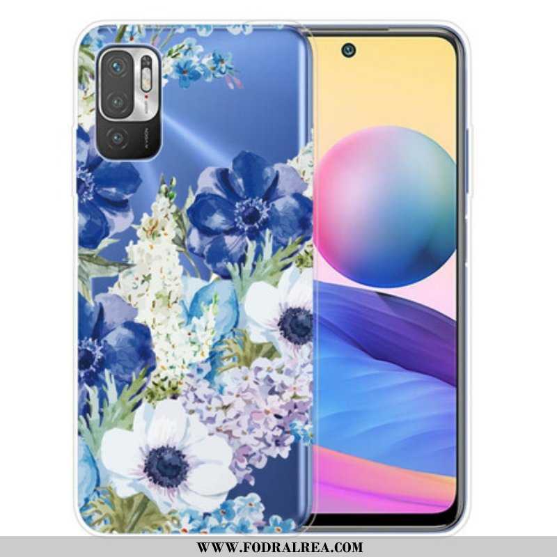 Mobilskal Xiaomi Redmi Note 10 5G Akvarell Blå Blommor