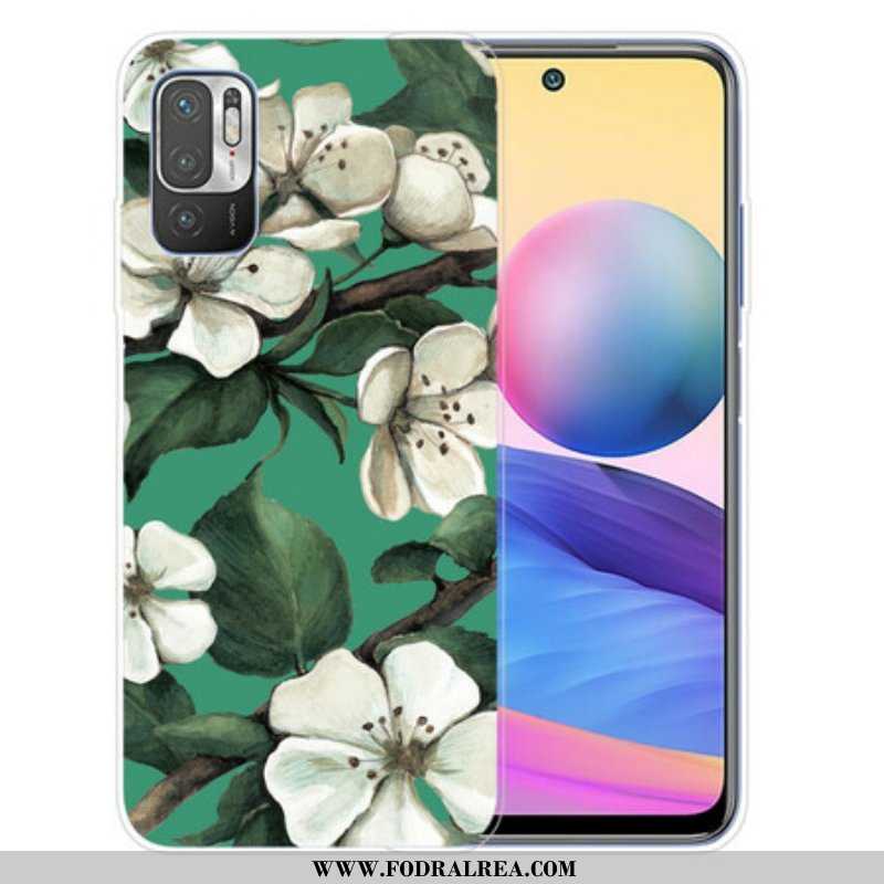 Mobilskal Xiaomi Redmi Note 10 5G Målade Vita Blommor