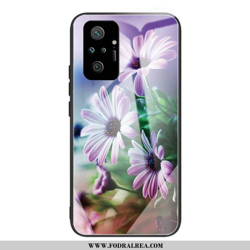 Mobilskal Xiaomi Redmi Note 10 Pro Realistiska Blommor I Härdat Glas