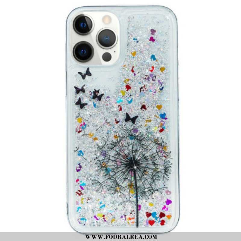 Mobilskal iPhone 15 Pro Maskros Glitter