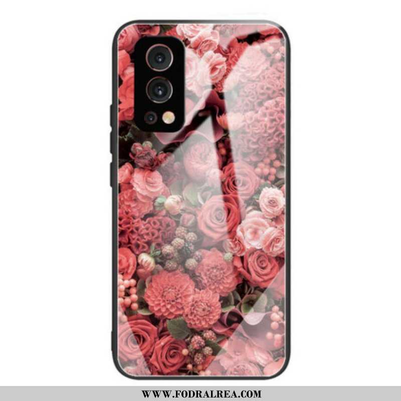 Skal OnePlus Nord 2 5G Rosa Blommor Härdat Glas