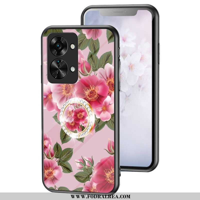 Skal OnePlus Nord 2T 5G Härdat Glas Blommor Ring Diamanter