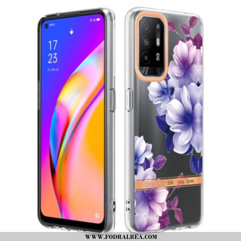 Skal Oppo A94 5G Violett Blommor