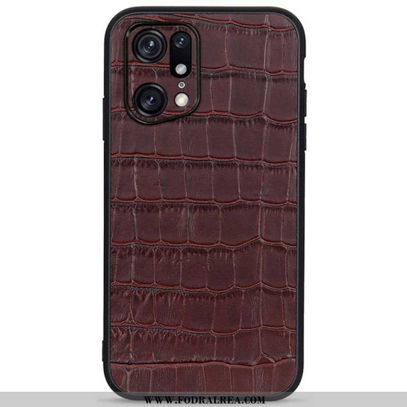 Skal Oppo Find X5 Pro Äkta Crocodile Texture Läder