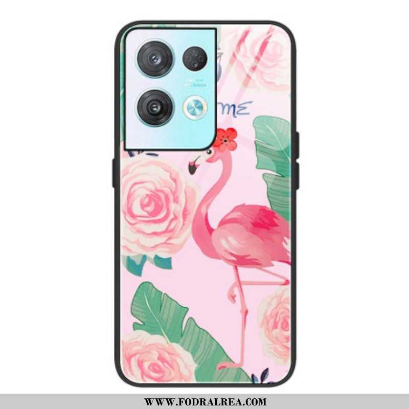 Skal Oppo Reno 8 Pro Flamingo Härdat Glas