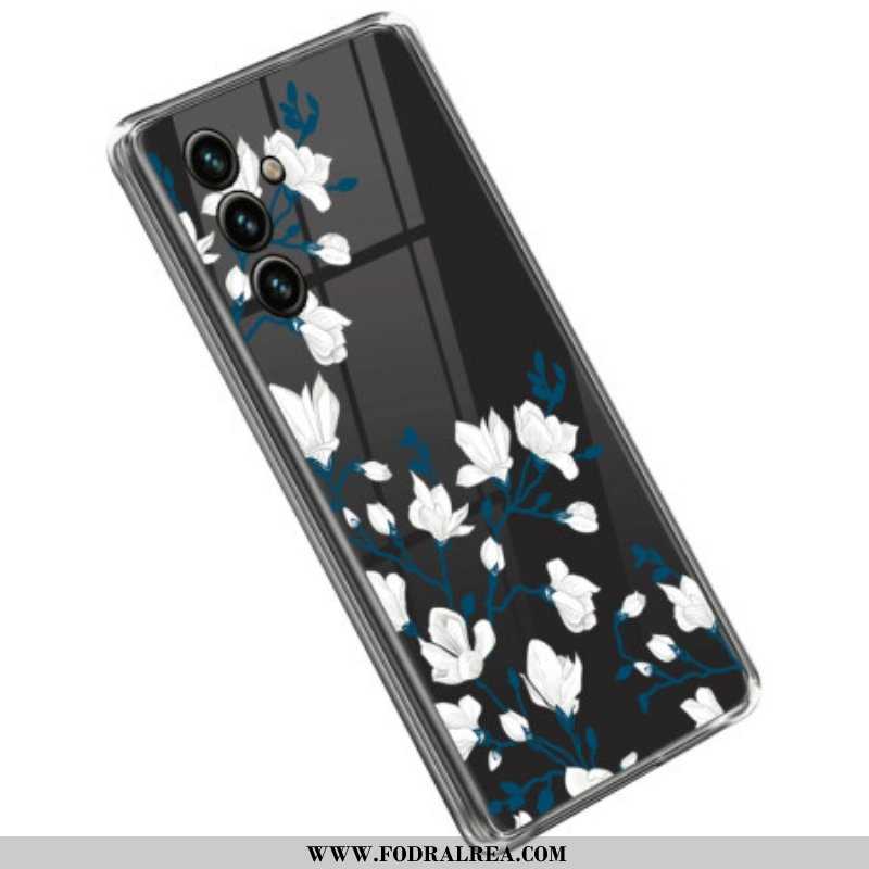 Skal Samsung Galaxy A14 / A14 5G Sömlösa Vita Blommor