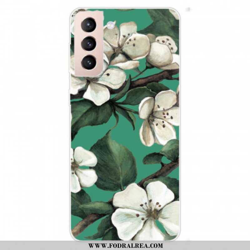 Skal Samsung Galaxy S22 Plus 5G Målade Vita Blommor