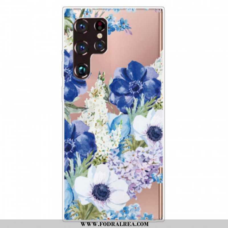 Skal Samsung Galaxy S22 Ultra 5G Akvarell Blå Blommor