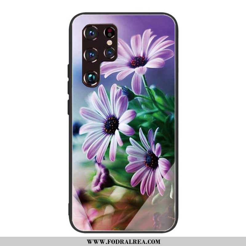 Skal Samsung Galaxy S22 Ultra 5G Realistiska Blommor I Härdat Glas