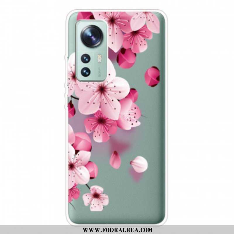 Skal Xiaomi 12 Pro Silikonrosa Blommor