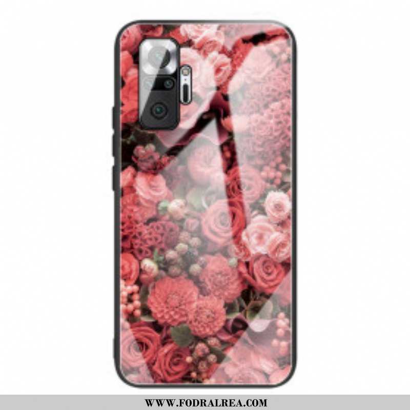 Skal Xiaomi Redmi Note 10 Pro Rosa Blommor Härdat Glas