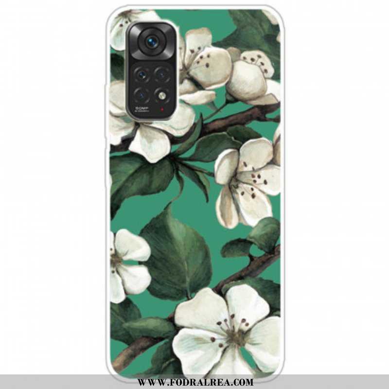 Skal Xiaomi Redmi Note 11 / 11S Målade Vita Blommor