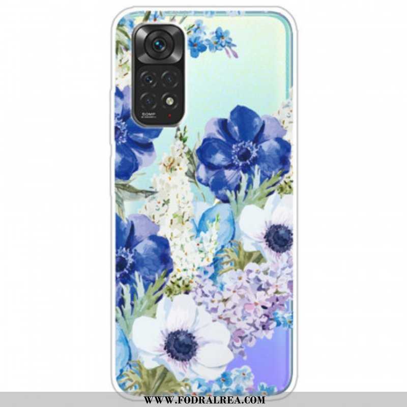 Skal Xiaomi Redmi Note 11 / 11S Sömlös Akvarell Blå Blommor