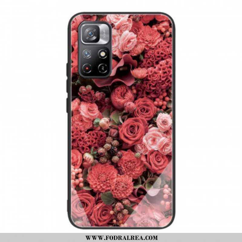 Skal Xiaomi Redmi Note 11 Pro Plus 5G Rosa Blommor Härdat Glas