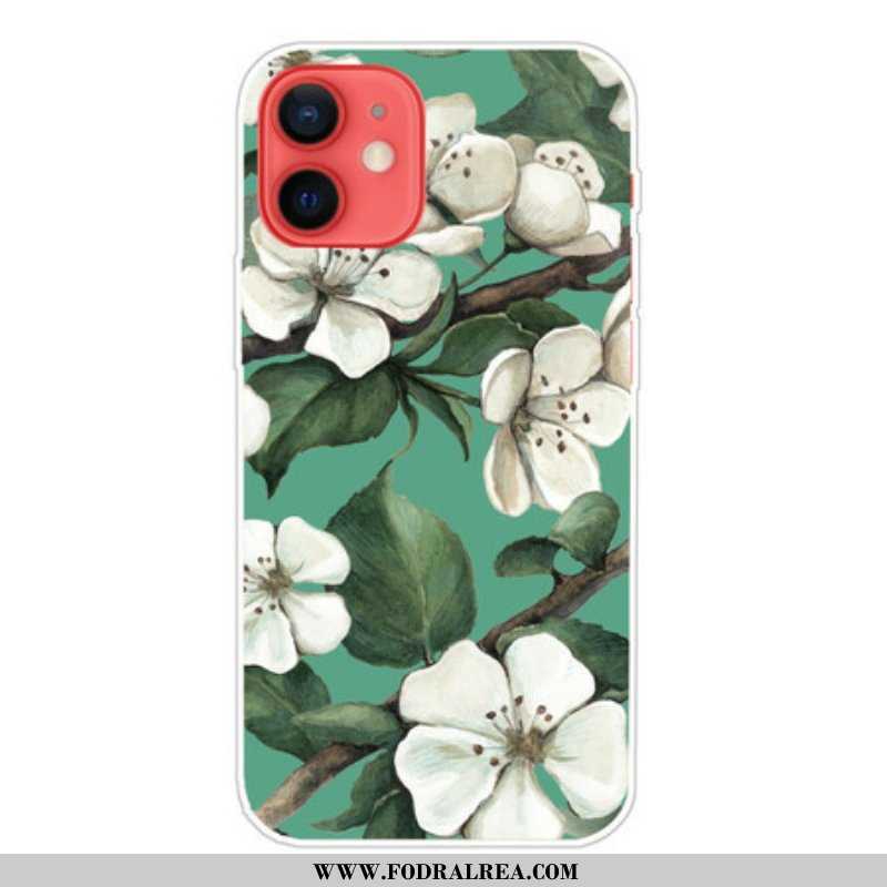 Skal iPhone 13 Mini Målade Vita Blommor