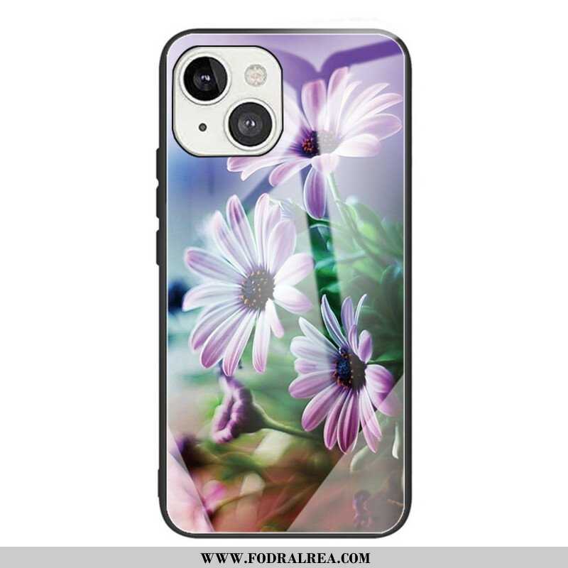 Skal iPhone 13 Mini Realistiska Blommor I Härdat Glas