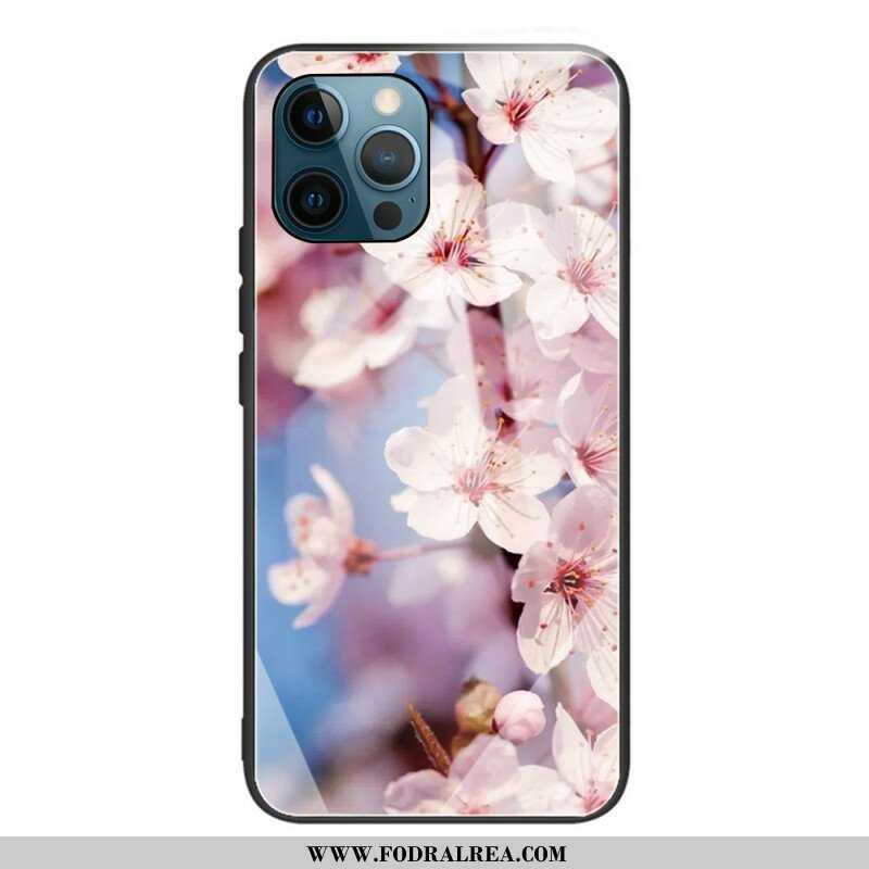 Skal iPhone 13 Pro Max Realistiska Blommor I Härdat Glas