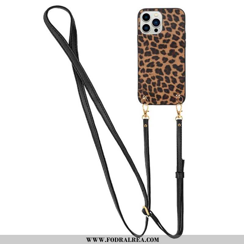 Skal iPhone 14 Pro Leopard Med Axelrem