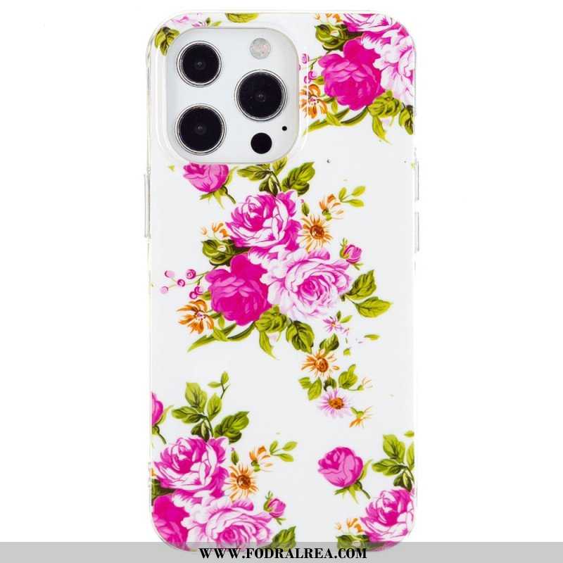 Skal iPhone 15 Pro Fluorescerande Blommor