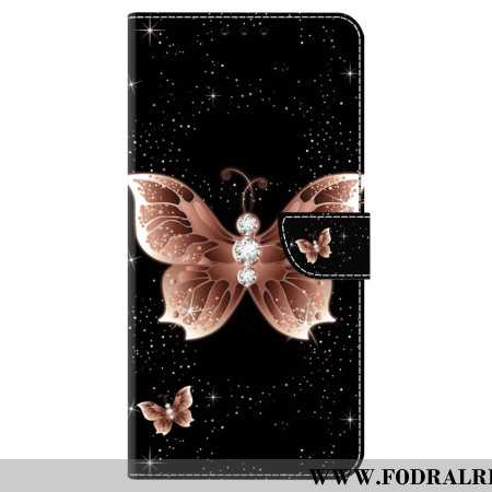 Fodral För Samsung Galaxy A15 Rosa Diamantfjärilar