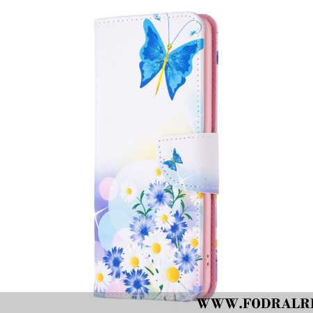 Fodral För Xiaomi Redmi Note 13 4g Fjäril Och Blommor Akvarell