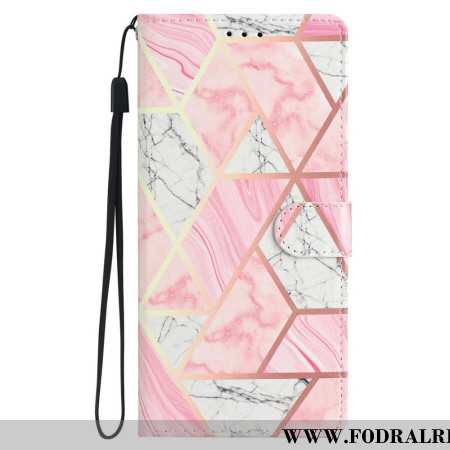 Fodral För iPhone 16 Pro Max Rosa Marmor Med Rem