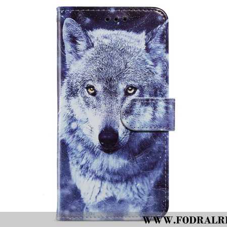 Fodral Oppo A98 5g Vit Varg Med Rem