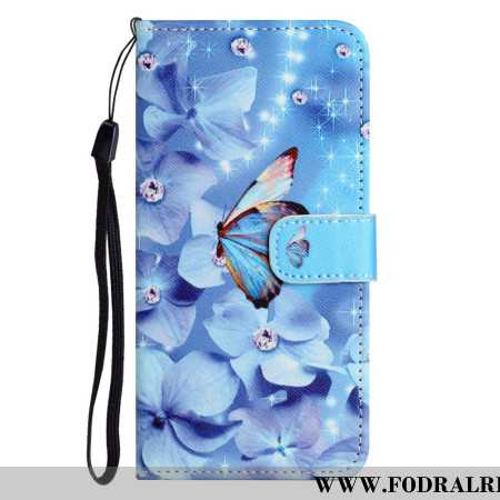 Fodral Samsung Galaxy A16 5g Blå Blommor Och Fjärilar