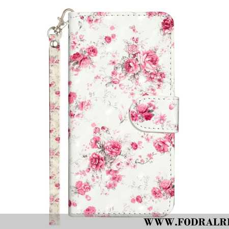 Fodral Xiaomi 14t Rosa Blommor Med Rem