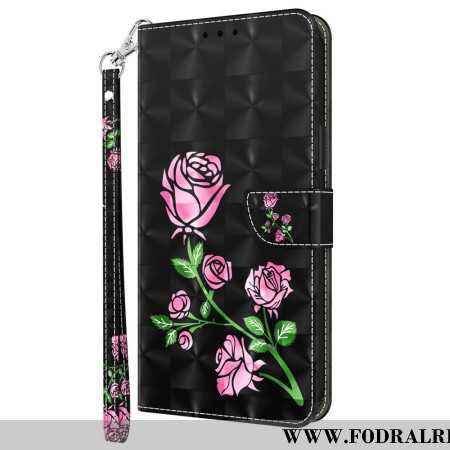 Fodral Xiaomi Redmi Note 13 4g Rosa Blommor Med Rem