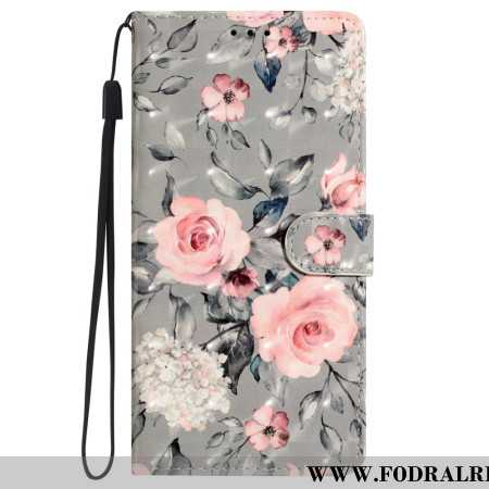 Fodral iPhone 16 Plus Rosa Blommor Med Rem