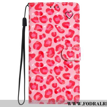 Fodral iPhone 16 Rosa Leopardtryck Med Rem