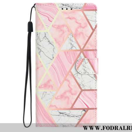 Fodral iPhone 16 Rosa Marmor Med Rem