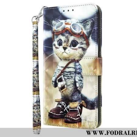 Läderfodral Samsung Galaxy A16 5g Telefonfodral Aviator Cat Med Rem