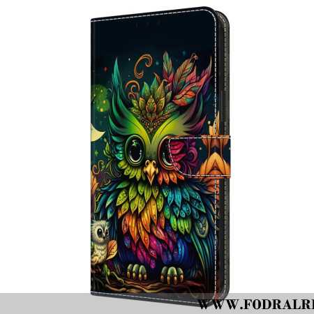 Läderfodral Samsung Galaxy A16 5g Telefonfodral Färgglad Uggla