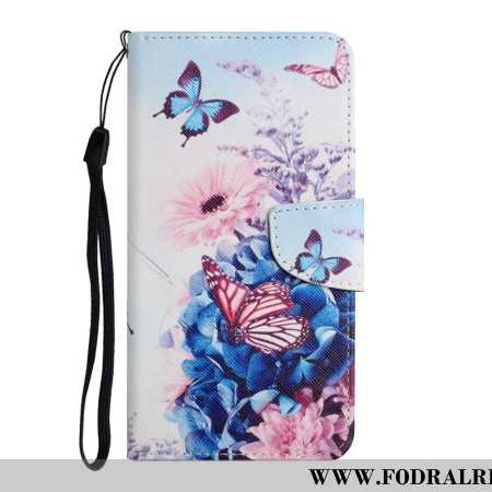 Läderfodral Samsung Galaxy A16 5g Telefonfodral Lila Fjärilar