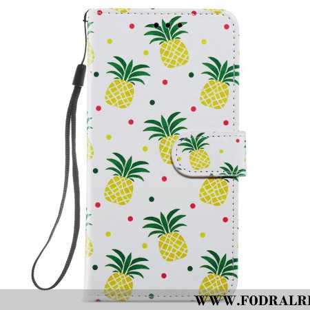 Läderfodral Samsung Galaxy S24 Plus 5g Telefonfodral Ananas Med Rem