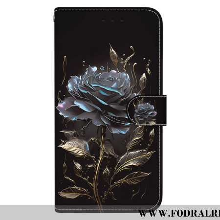 Läderfodral Xiaomi Redmi Note 13 Pro Plus 5g Telefonfodral Black Rose Med Rem