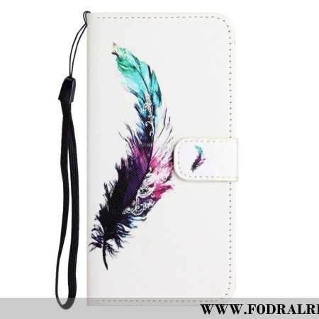 Läderfodral iPhone 16 Pro Max Telefonfodral Lanyard Feather