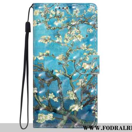 Läderfodral iPhone 16 Pro Telefonfodral Blomsterkonst Med Rem