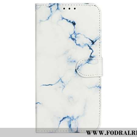 Läderskal Fodral iPhone 16 Plus Vit Marmormönster