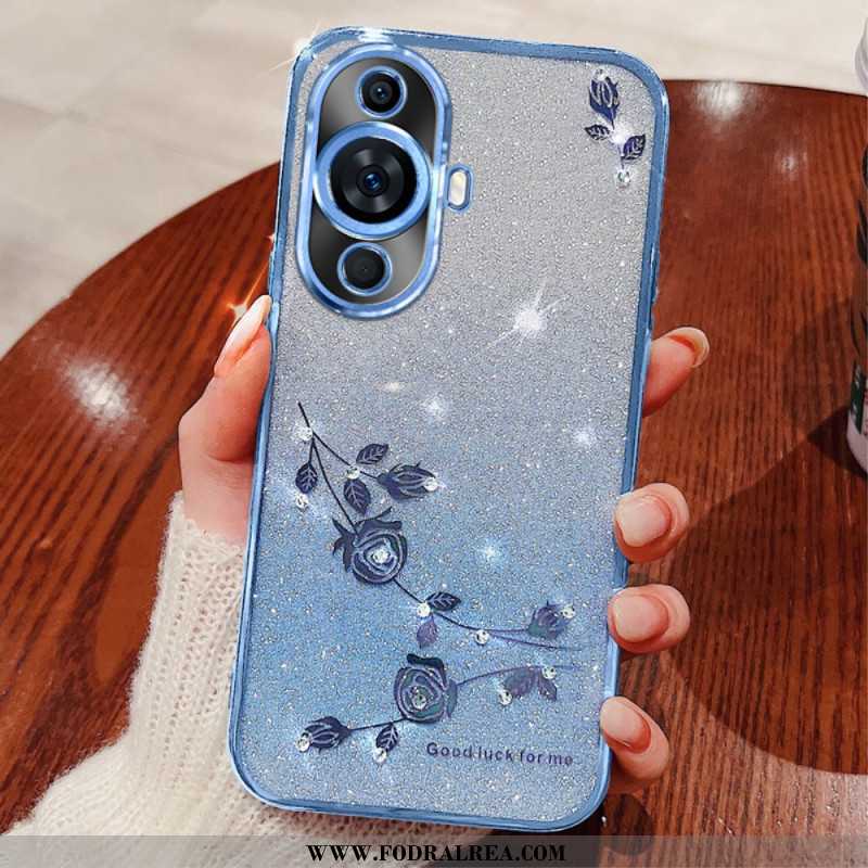 Skal För Huawei Nova 12s Blommor Och Rhinstenar