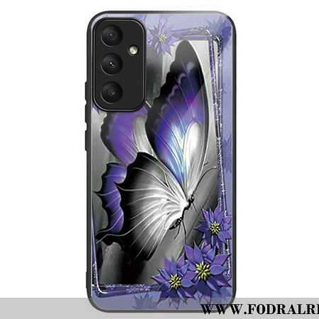 Skal För Samsung Galaxy A55 5g Lila Fjärilshärdat Glas