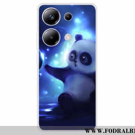 Skal För Xiaomi Redmi Note 13 Pro 4g Panda På Blå Bakgrund