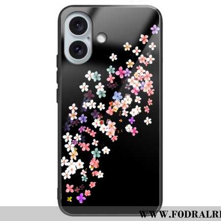 Skal För iPhone 16 Plus Blommönster Av Härdat Glas