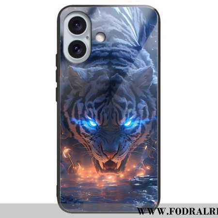 Skal För iPhone 16 Plus Tigertryckt Härdat Glas